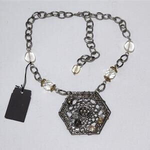 Treska silver tone‎ jeweled pendant necklace new!!!